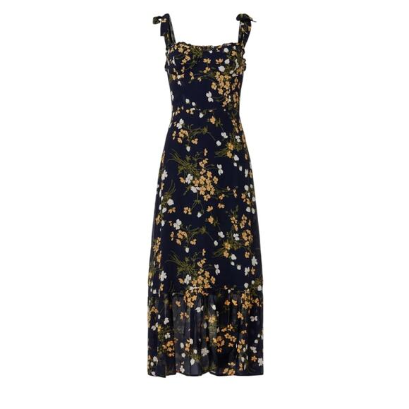 Reformation Blue Floral Midi Slip Dress SIZE 2 Cottage Sundress Corset $278 - Picture 9 of 13